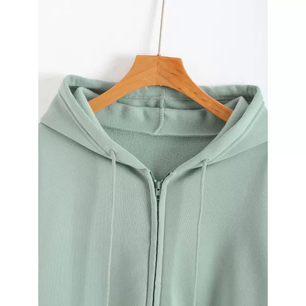 WDIRARA Women's Zip Front Drawstring Hoodie Pullover Long Sleeve Casual Sweatshirt Top