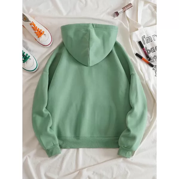 WDIRARA Women's Zip Front Drawstring Hoodie Pullover Long Sleeve Casual Sweatshirt Top