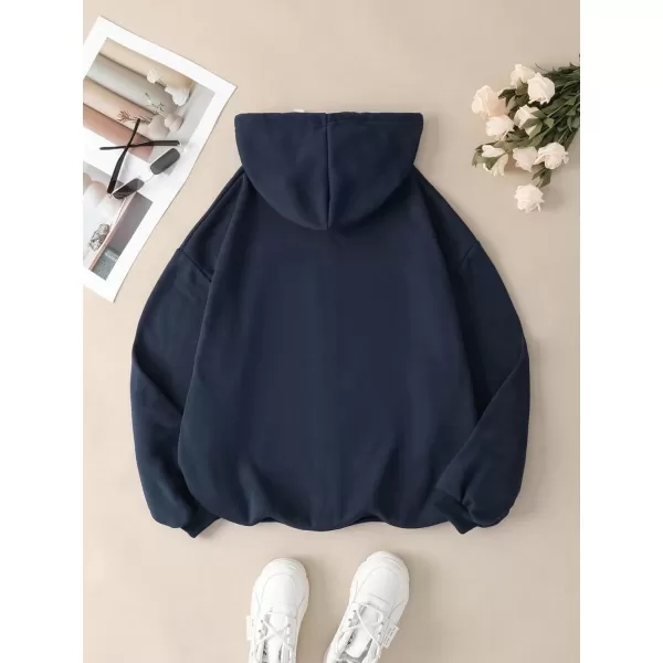 WDIRARA Women's Zip Front Drawstring Hoodie Pullover Long Sleeve Casual Sweatshirt Top