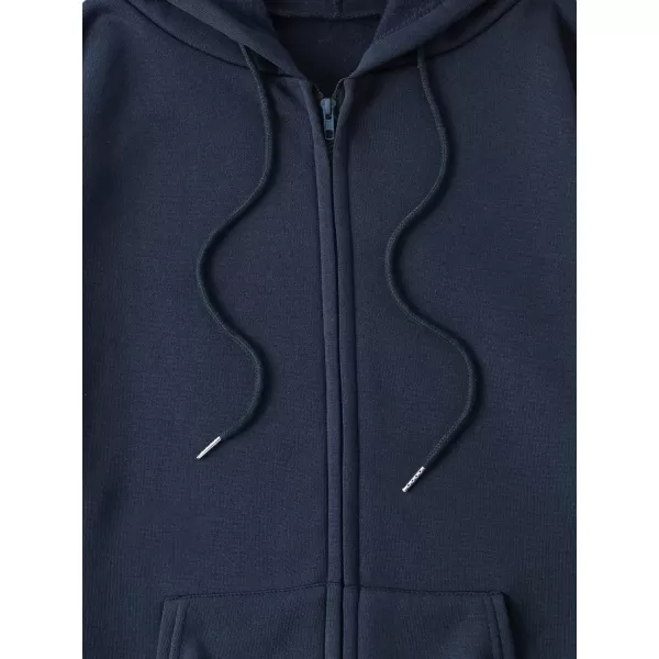 WDIRARA Women's Zip Front Drawstring Hoodie Pullover Long Sleeve Casual Sweatshirt Top