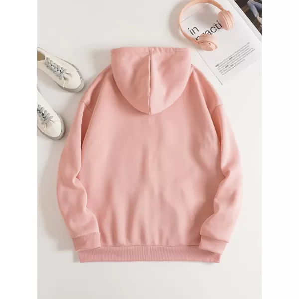 WDIRARA Women's Zip Front Drawstring Hoodie Pullover Long Sleeve Casual Sweatshirt Top