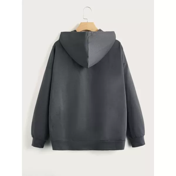 WDIRARA Women's Zip Front Drawstring Hoodie Pullover Long Sleeve Casual Sweatshirt Top