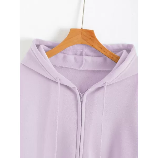 WDIRARA Women's Zip Front Drawstring Hoodie Pullover Long Sleeve Casual Sweatshirt Top