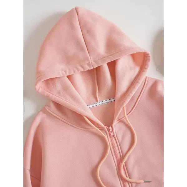 WDIRARA Women's Zip Front Drawstring Hoodie Pullover Long Sleeve Casual Sweatshirt Top