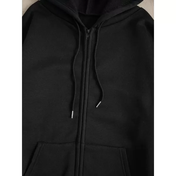 WDIRARA Women's Zip Front Drawstring Hoodie Pullover Long Sleeve Casual Sweatshirt Top