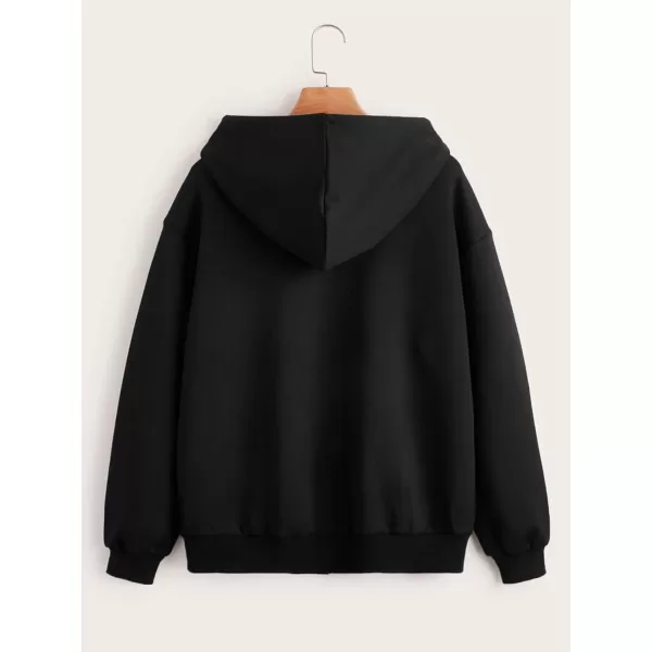 WDIRARA Women's Zip Front Drawstring Hoodie Pullover Long Sleeve Casual Sweatshirt Top