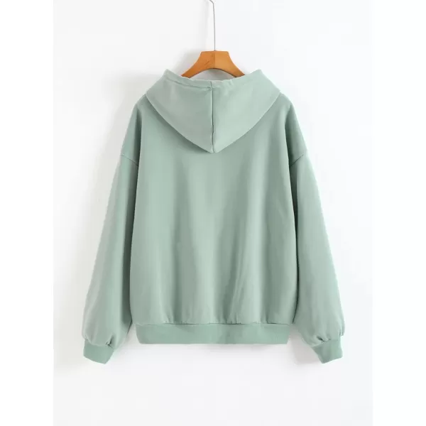 WDIRARA Women's Zip Front Drawstring Hoodie Pullover Long Sleeve Casual Sweatshirt Top