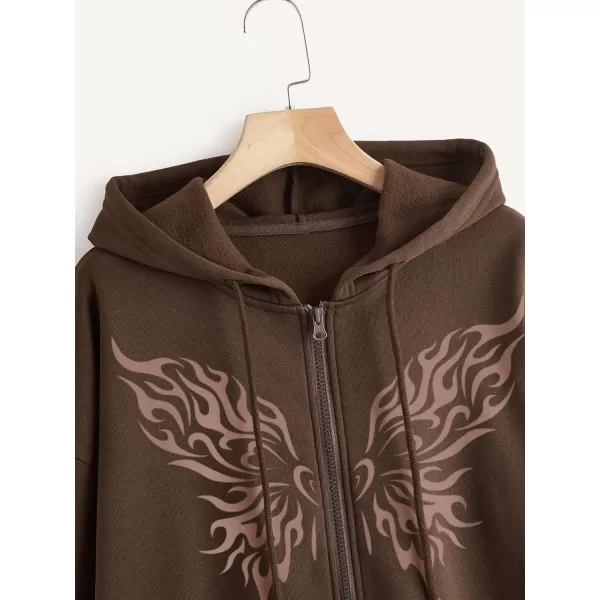 WDIRARA Women's Zip Front Drawstring Hoodie Pullover Long Sleeve Casual Sweatshirt Top