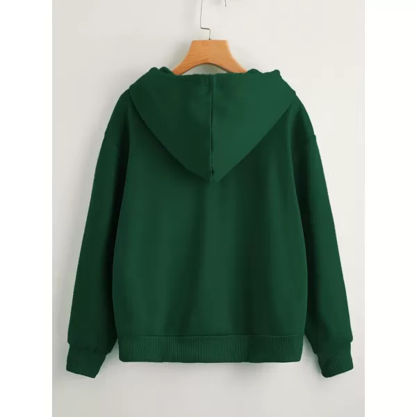 WDIRARA Women's Zip Front Drawstring Hoodie Pullover Long Sleeve Casual Sweatshirt Top