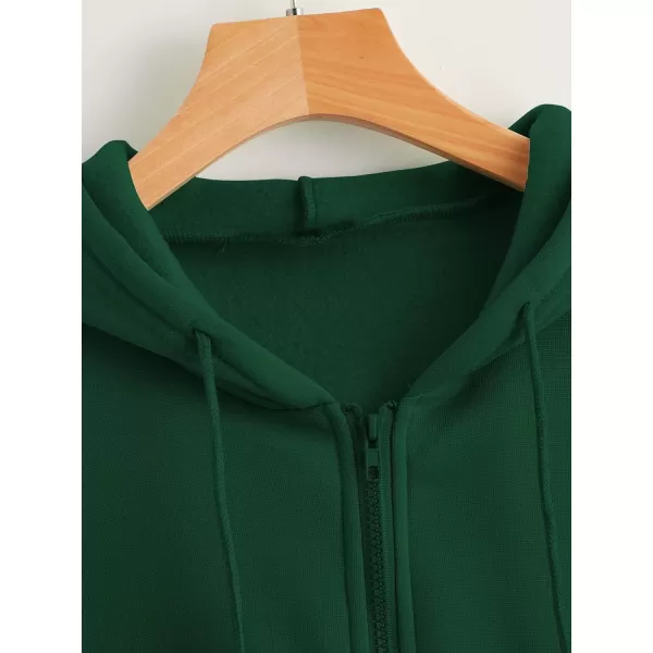 WDIRARA Women's Zip Front Drawstring Hoodie Pullover Long Sleeve Casual Sweatshirt Top