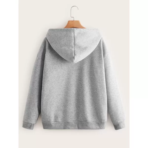 WDIRARA Women's Zip Front Drawstring Hoodie Pullover Long Sleeve Casual Sweatshirt Top