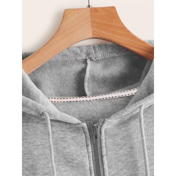 WDIRARA Women's Zip Front Drawstring Hoodie Pullover Long Sleeve Casual Sweatshirt Top