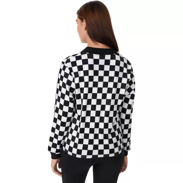 WDIRARA Women's Zip Front Plaid Print Long Sleeve Stand Collar Casual Jacket