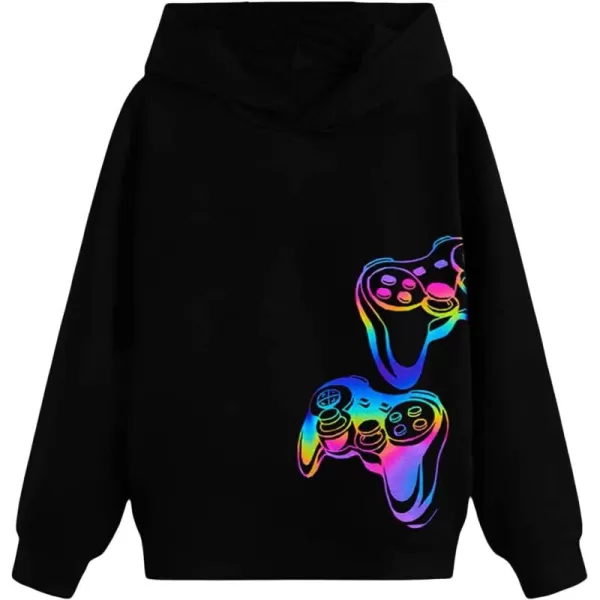 WDIRARA Boy's Cartoon Print Graphic Long Sleeve Sweatshirt Hoodie Reflective Top