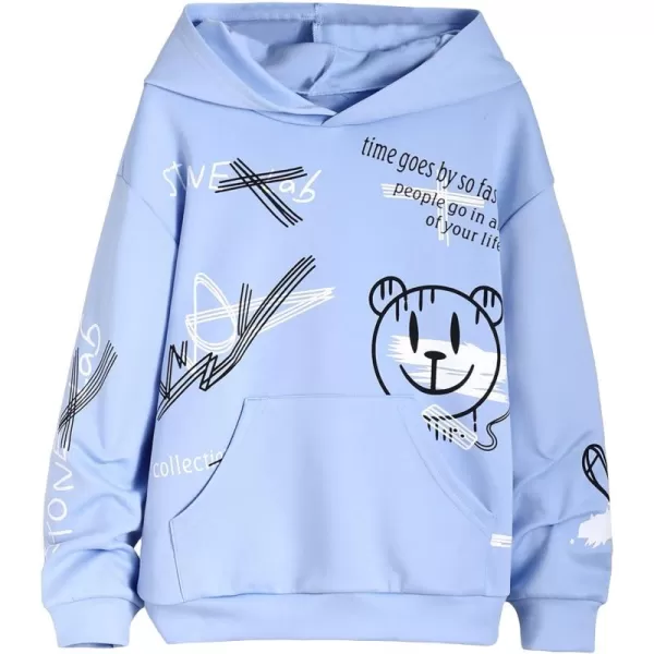 WDIRARA Boy's Cartoon Print Graphic Long Sleeve Sweatshirt Hoodie Reflective Top