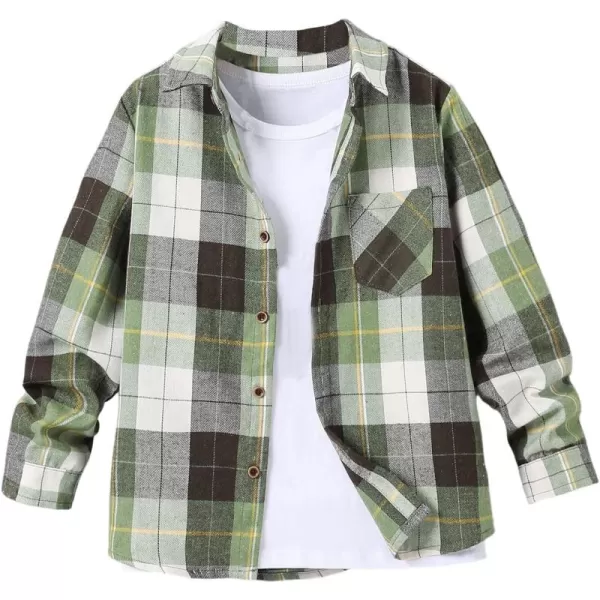 WDIRARA Boys Girls Plaid Long Sleeve Flannel Shirt Button Front Outwear 8Y-14Y Without Tee