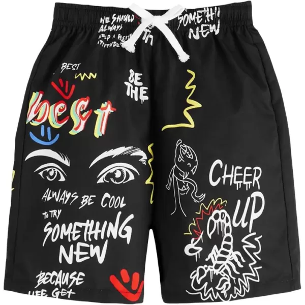WDIRARA Boy's Letter Graphic Print Drawstring High Waist Casual Shorts with Pockets