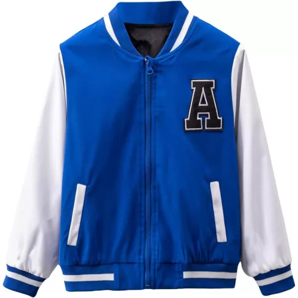 WDIRARA Boy's Letter Print Striped Zipper Front Long Sleeve Bomber Jacket Outerwear Outerwear