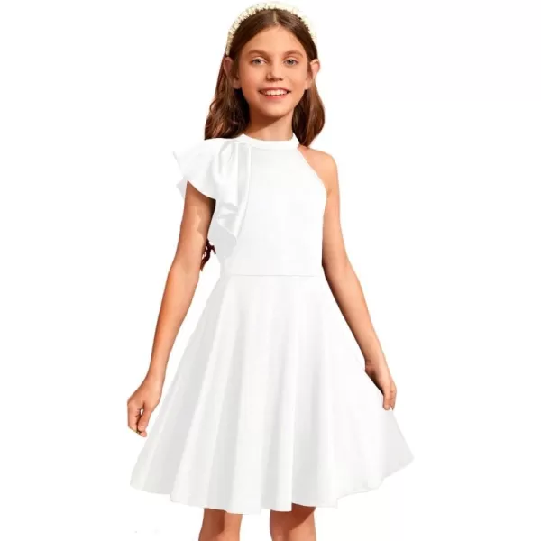 WDIRARA Girl's A Line Flowy Ruffle Sleeveless Asymmetrical Fancy Party Mini Dress
