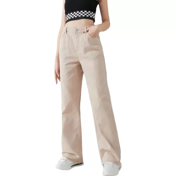 WDIRARA Girl's Butterfly Print Elastic Waist Wide Leg Ripped Jeans Denim Pants