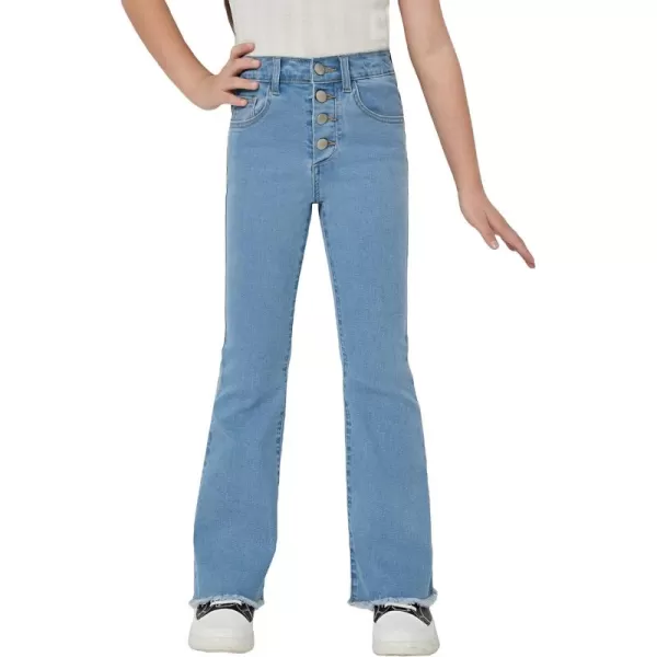 WDIRARA Girl's High Waisted Straight Leg Button Jeans Casual Pocket Denim Pants