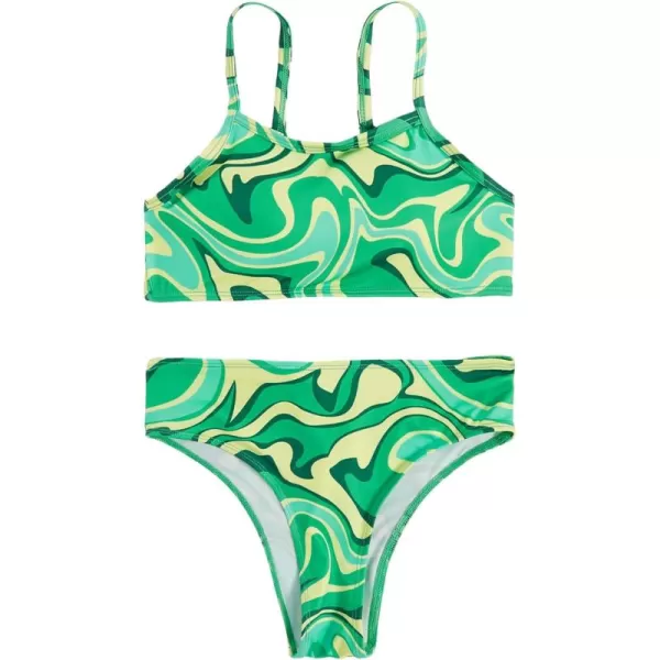 WDIRARA Girl's Swimwear Beach Sport All Over Marble Print 2 Piece Bikini Preppy Swimsuit Bathing Suits