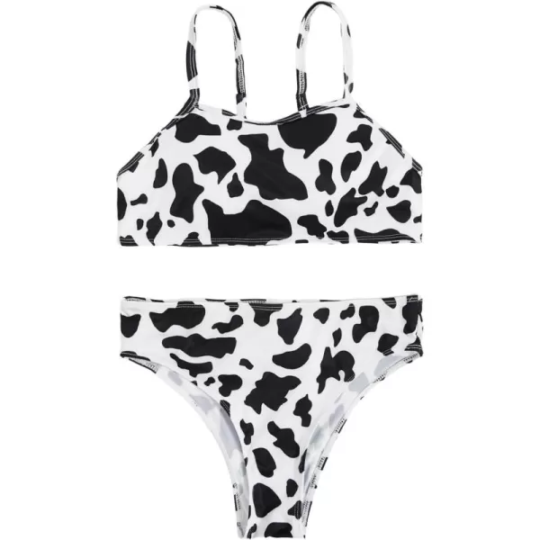 WDIRARA Girl's Swimwear Beach Sport All Over Marble Print 2 Piece Bikini Preppy Swimsuit Bathing Suits