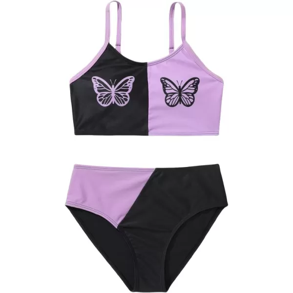 WDIRARA Girl's Swimwear Beach Sport All Over Marble Print 2 Piece Bikini Preppy Swimsuit Bathing Suits