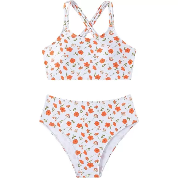 WDIRARA Girl's Swimwear Beach Sport All Over Marble Print 2 Piece Bikini Preppy Swimsuit Bathing Suits