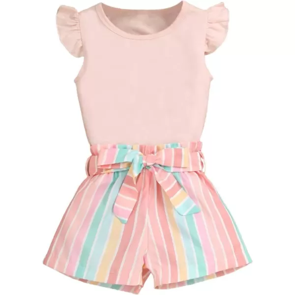 WDIRARA Girl's Two Tone Button Front Sleeveless Belted Rib Knit Romper