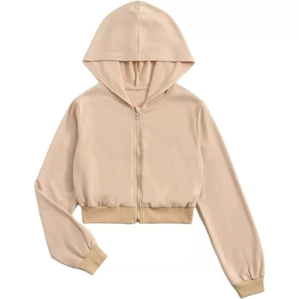 WDIRARA Girl's Zip Front Hoodie Pocket Casual Long Sleeve Sweatshirt Tops