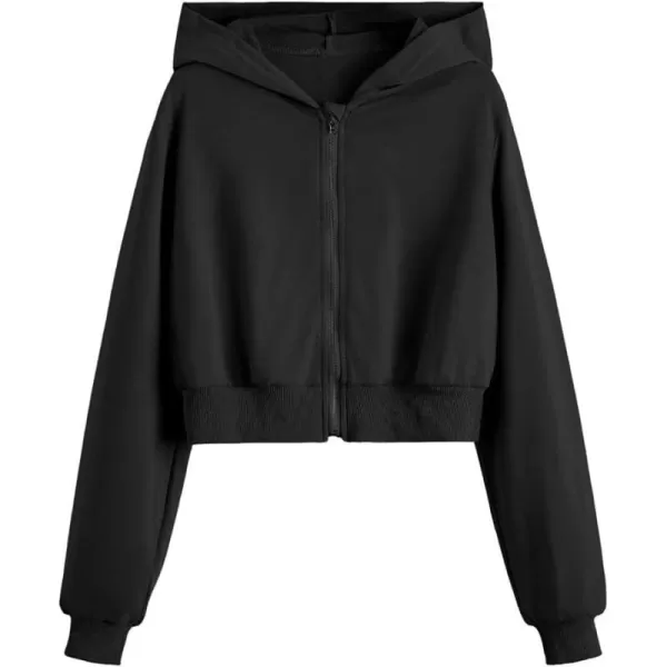 WDIRARA Girl's Zip Front Hoodie Pocket Casual Long Sleeve Sweatshirt Tops