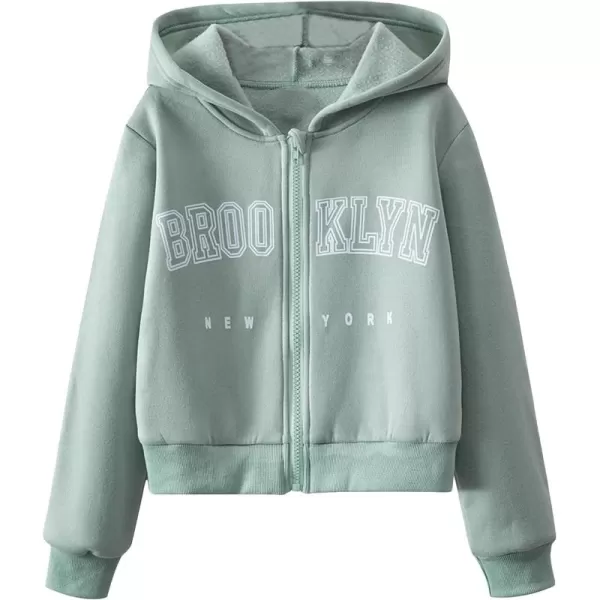WDIRARA Girl's Zip Front Hoodie Pocket Casual Long Sleeve Sweatshirt Tops