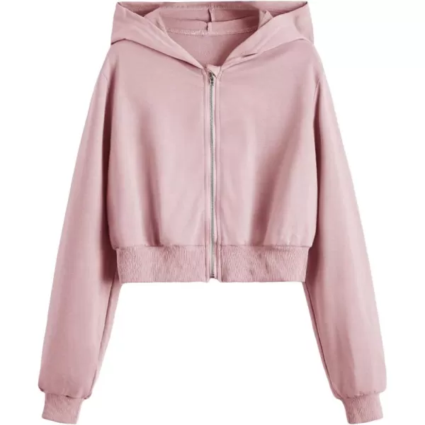 WDIRARA Girl's Zip Front Hoodie Pocket Casual Long Sleeve Sweatshirt Tops