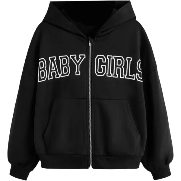 WDIRARA Girl's Zip Front Hoodie Pocket Casual Long Sleeve Sweatshirt Tops