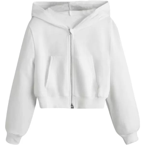 WDIRARA Girl's Zip Front Hoodie Pocket Casual Long Sleeve Sweatshirt Tops