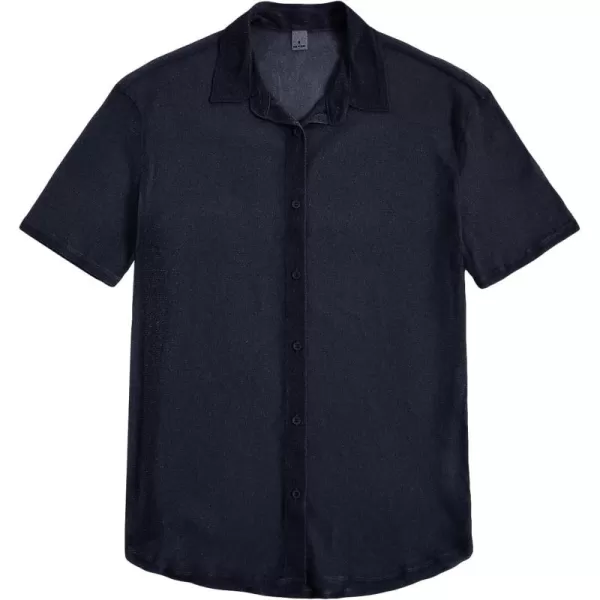 WDIRARA Men's Button Up Short Sleeve Cat Print Beachwear Striped Pocket Hawaiian Shirt Casual Collar Top