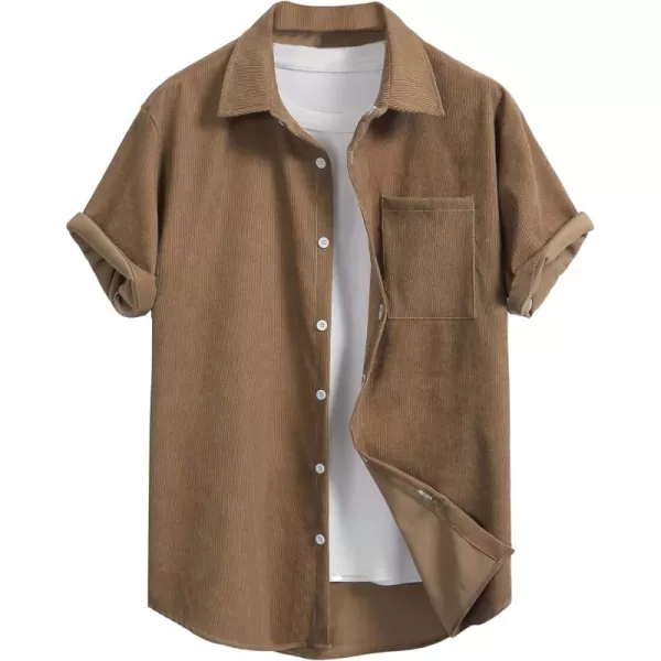 WDIRARA Men's Button Up Short Sleeve Cat Print Beachwear Striped Pocket Hawaiian Shirt Casual Collar Top
