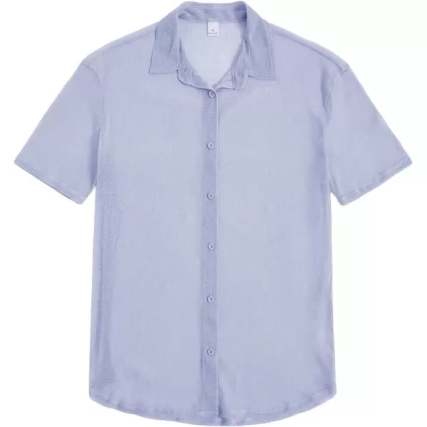 WDIRARA Men's Button Up Short Sleeve Cat Print Beachwear Striped Pocket Hawaiian Shirt Casual Collar Top