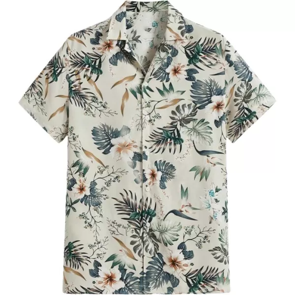 WDIRARA Men's Button Up Short Sleeve Cat Print Beachwear Striped Pocket Hawaiian Shirt Casual Collar Top