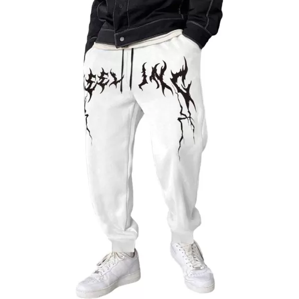 WDIRARA Men's Cartoon Bear Print Drawstring Waist Sweatpants with Pocket