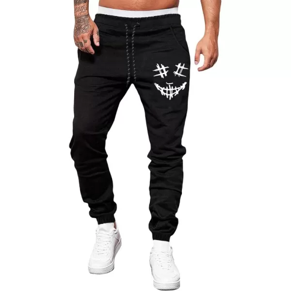 WDIRARA Men's Cartoon Bear Print Drawstring Waist Sweatpants with Pocket