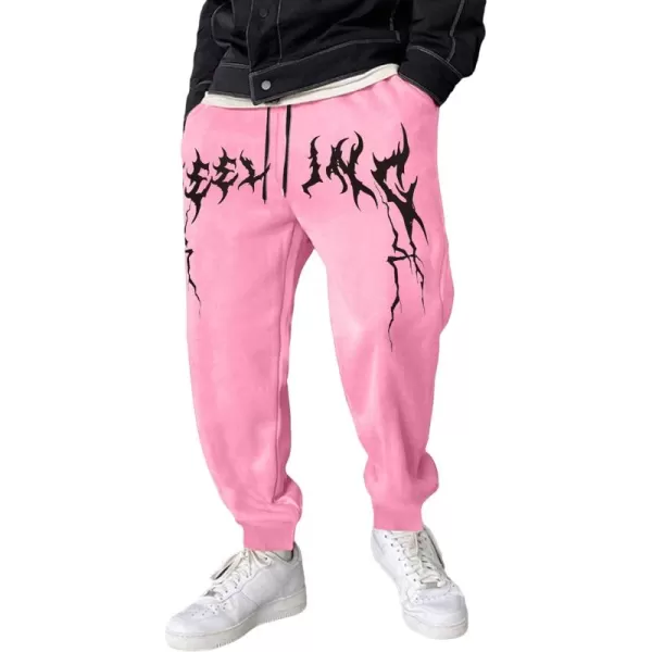 WDIRARA Men's Cartoon Bear Print Drawstring Waist Sweatpants with Pocket