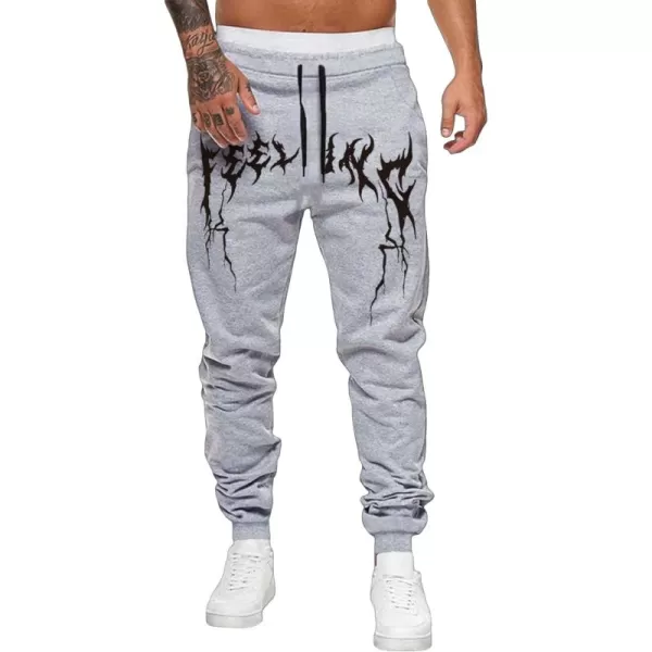 WDIRARA Men's Cartoon Bear Print Drawstring Waist Sweatpants with Pocket