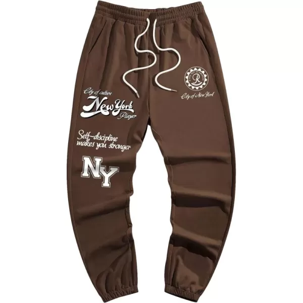 WDIRARA Men's Cartoon Bear Print Drawstring Waist Sweatpants with Pocket