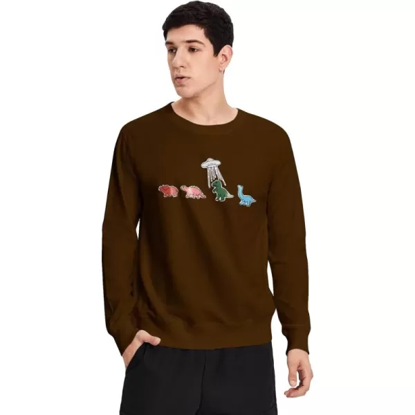 WDIRARA Men's Cartoon Dinosaur Graphic Print Long Sleeve Round Neck Sweatshirt