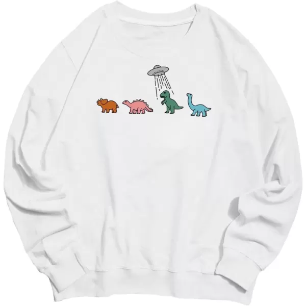 WDIRARA Men's Cartoon Dinosaur Graphic Print Long Sleeve Round Neck Sweatshirt