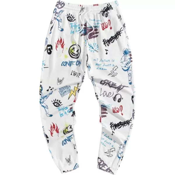 WDIRARA Men's Cartoon Graphic Print Drawstring Waist Streetwear Sweatpants Joggers with Pocket