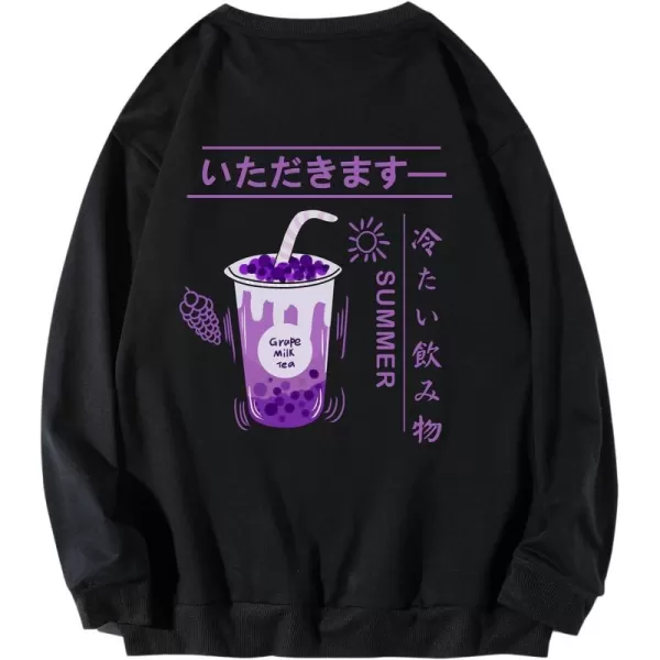 WDIRARA Men's Casual Letter Graphic Print Long Sleeve Crewneck Sweatshirt Tops