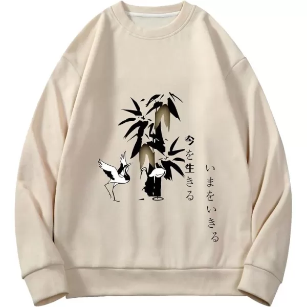 WDIRARA Men's Casual Letter Graphic Print Long Sleeve Crewneck Sweatshirt Tops